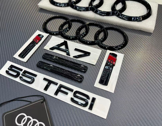 Mesh Autoparts & Accessories Audi A7 Gloss Black Full Emblem Badge Set