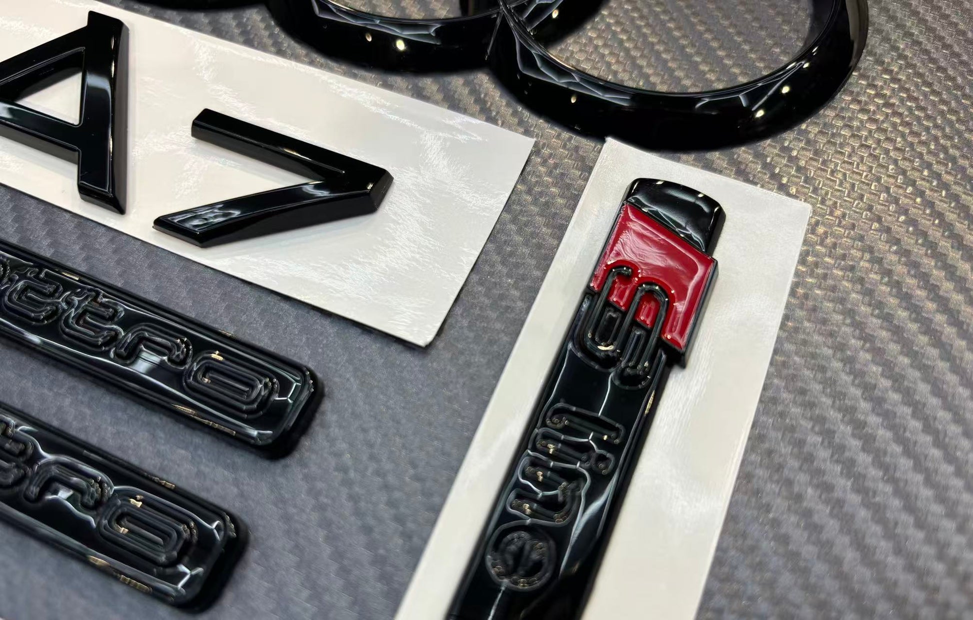 Mesh Autoparts & Accessories Audi A7 Gloss Black Full Emblem Badge Set