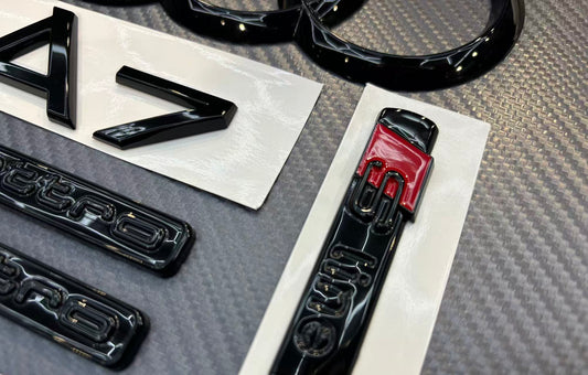 Mesh Autoparts & Accessories Audi A7 Gloss Black Full Emblem Badge Set