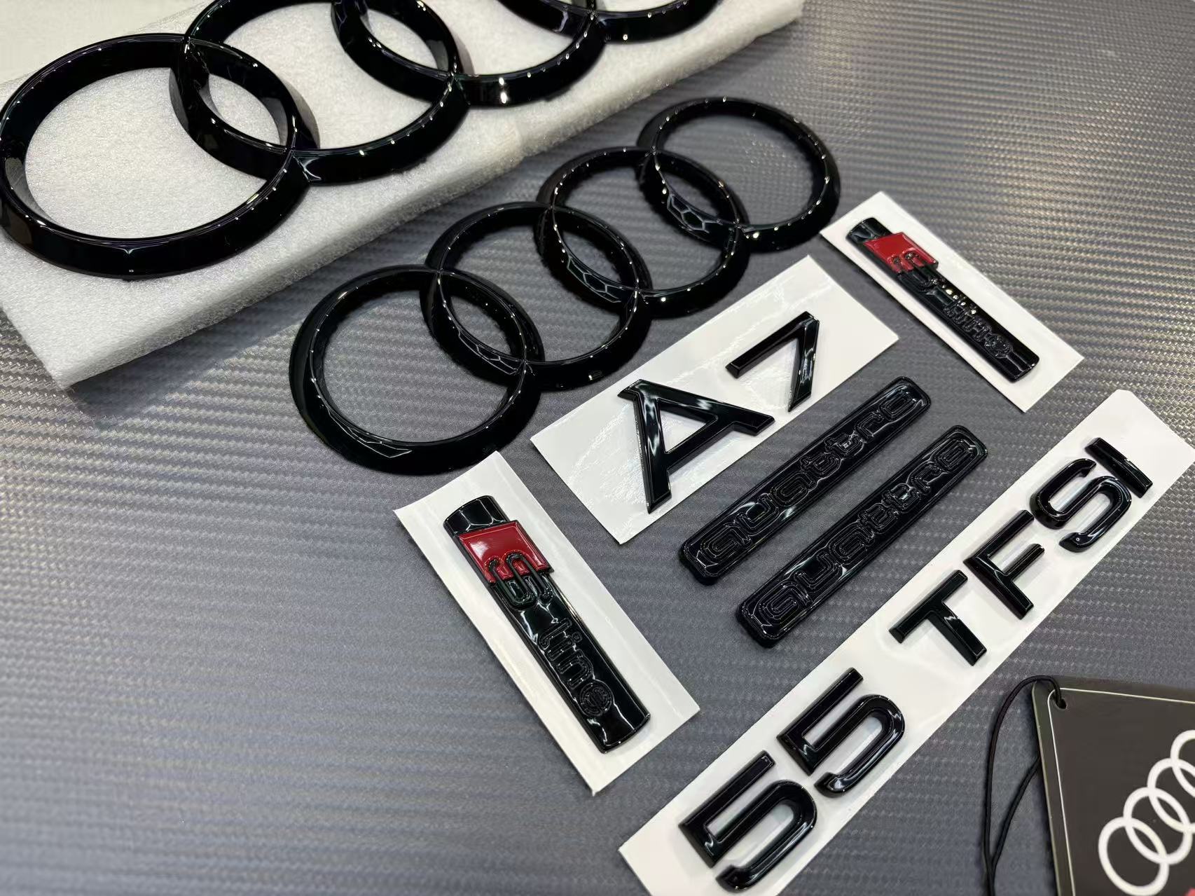 Mesh Autoparts & Accessories Audi A7 Gloss Black Full Emblem Badge Set