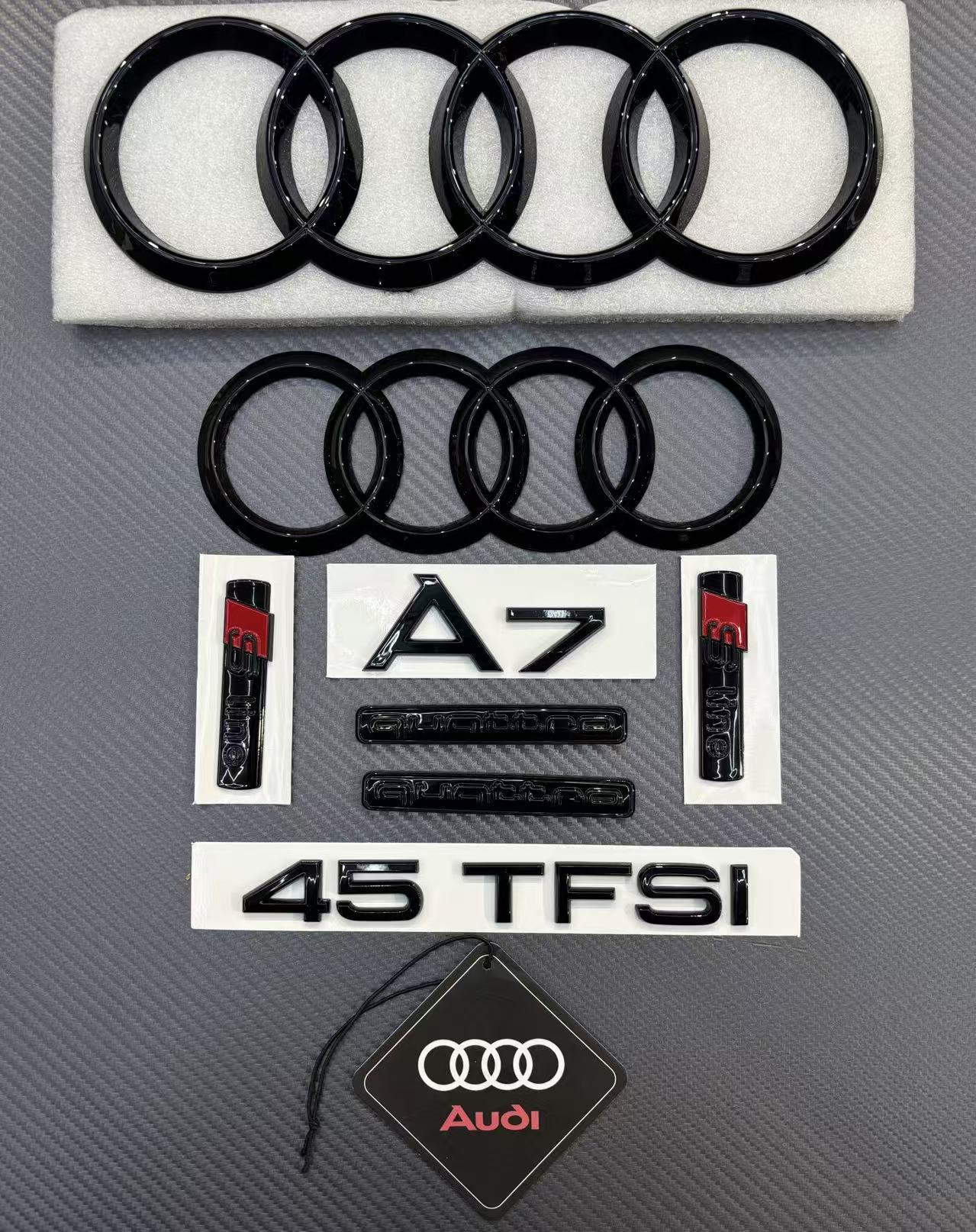 Mesh Autoparts & Accessories Audi A7 Gloss Black Full Emblem Badge Set